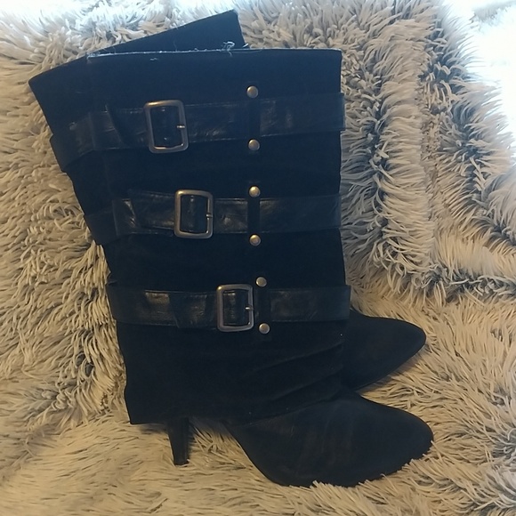 Black suede and leather boots - Picture 3 of 7